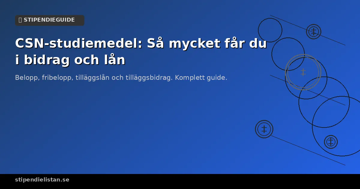CSN-studiemedel guide med belopp för bidrag och lån