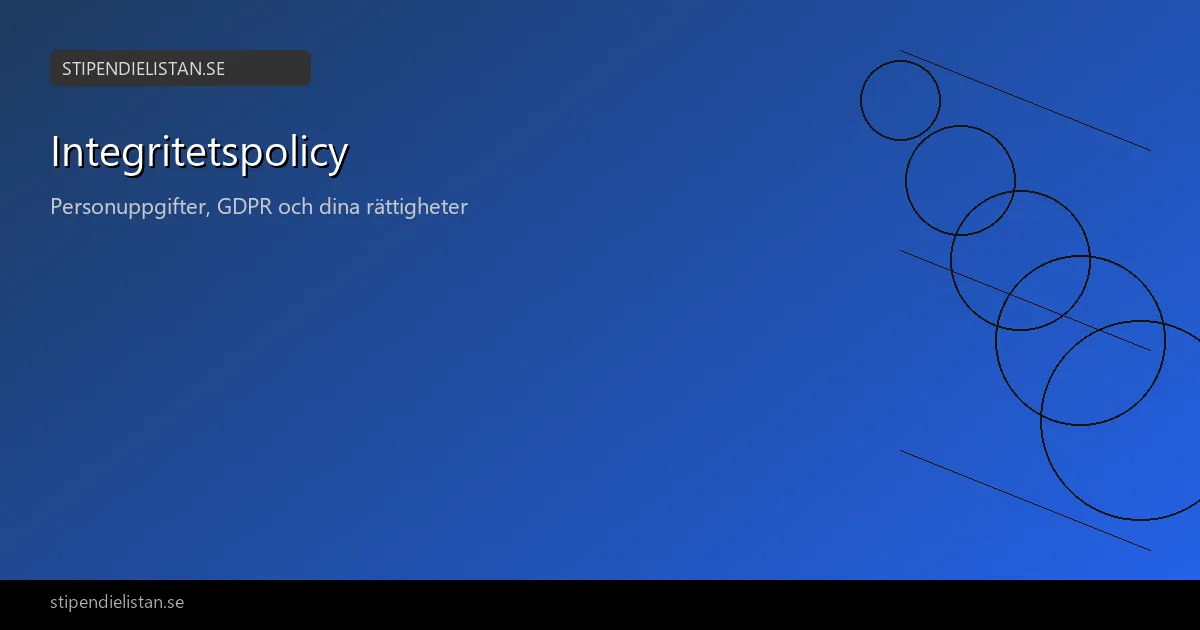 Integritetspolicy och GDPR-information för Stipendielistan.se