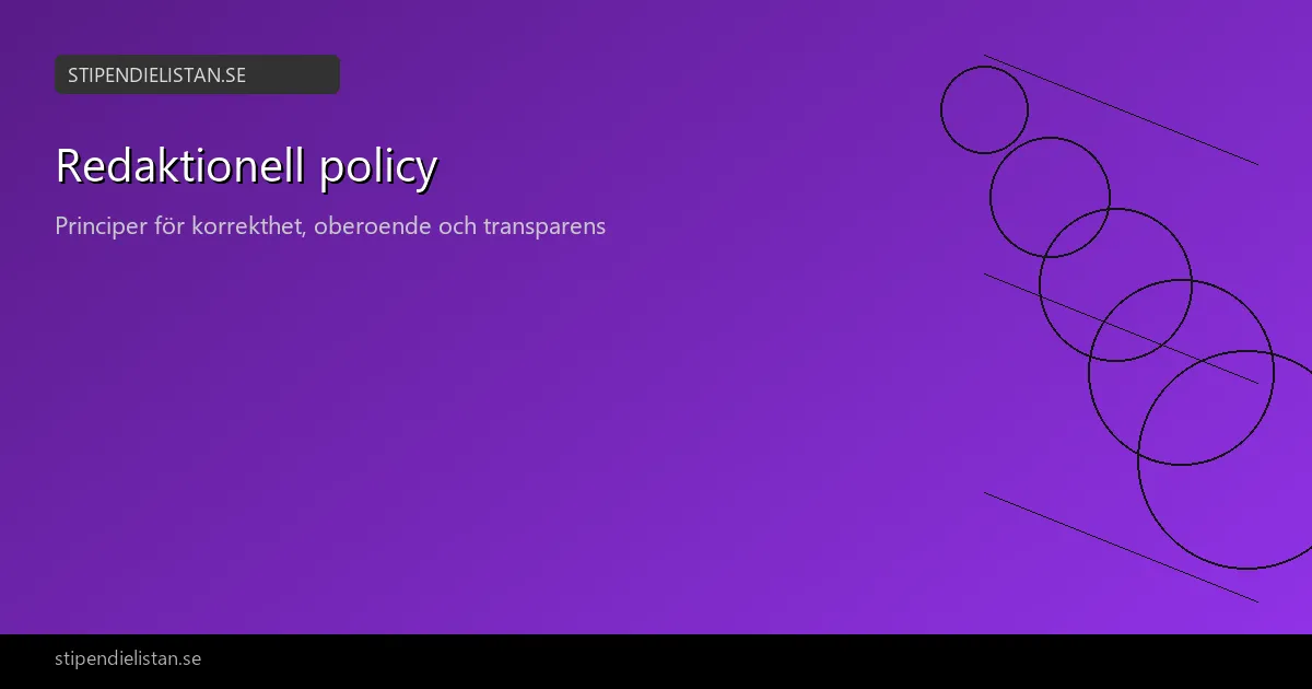 Redaktionell policy för Stipendielistan.se